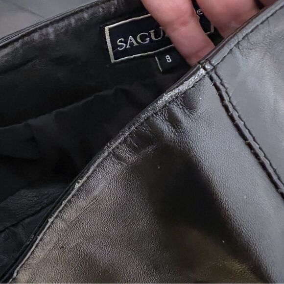 Saguaro 90's Vintage High Waist LEATHER Boot Cut  Pants Size 8 Womens - Picture 8 of 9